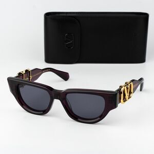 Valentino Women Sunglasses Crystal Purple Grey Cat Eye V - DUE VLS-103D-50